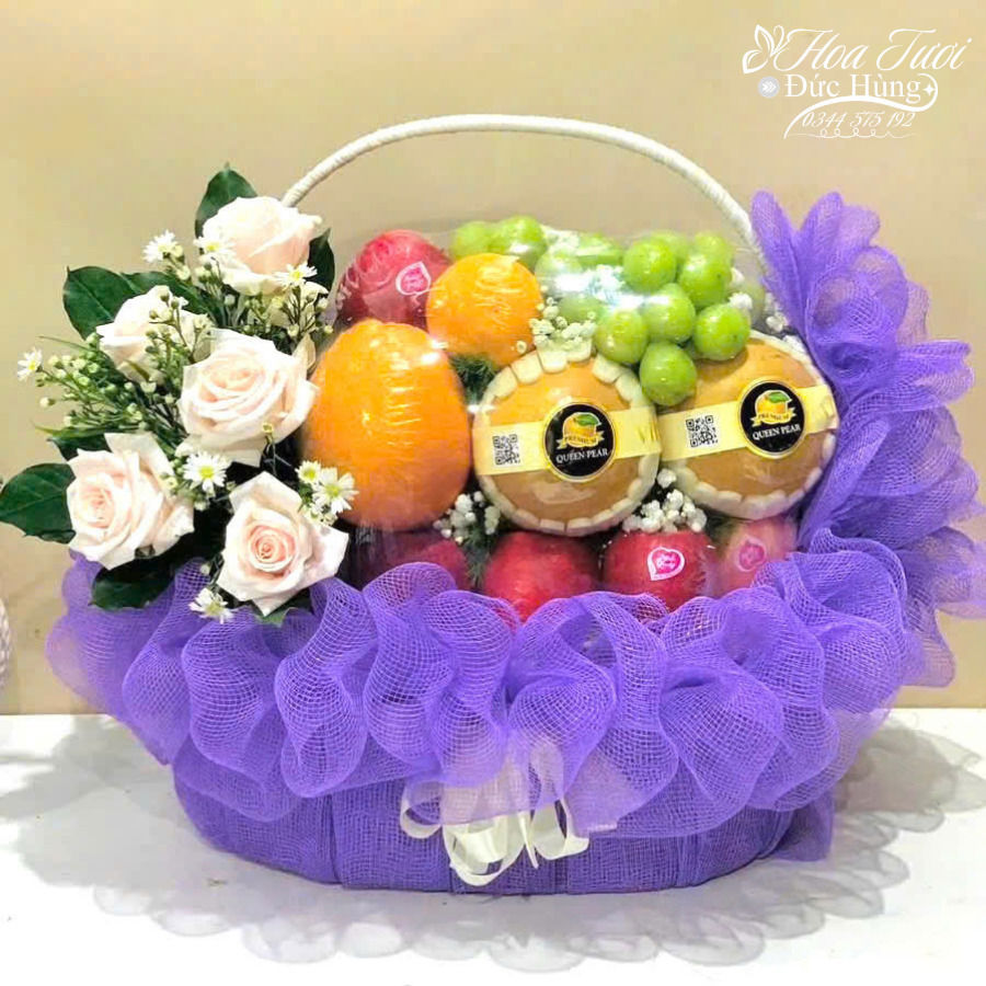 Giỏ Quả Kèm Hoa Tươi